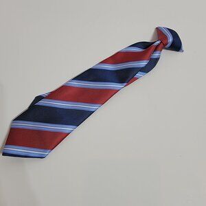 Red/Light Blue/Dark Blue/White Striped Boys Clip Tie